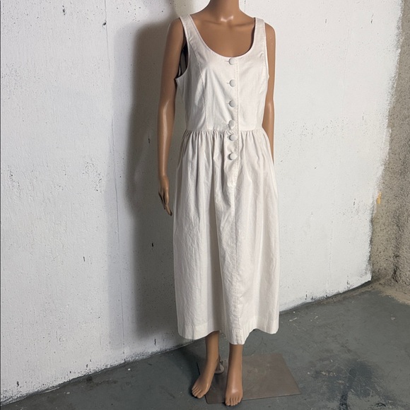 Laura Ashley Cream Button-Front Midi Dress, Fits S-M - Picture 4 of 10